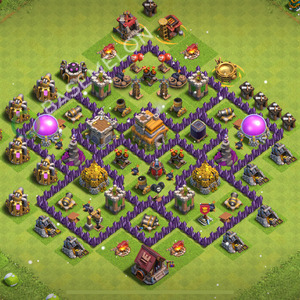 Town Hall Level 7 Trophy/Defense Base Design 2026, Anti 2 Stars, Layout #2479