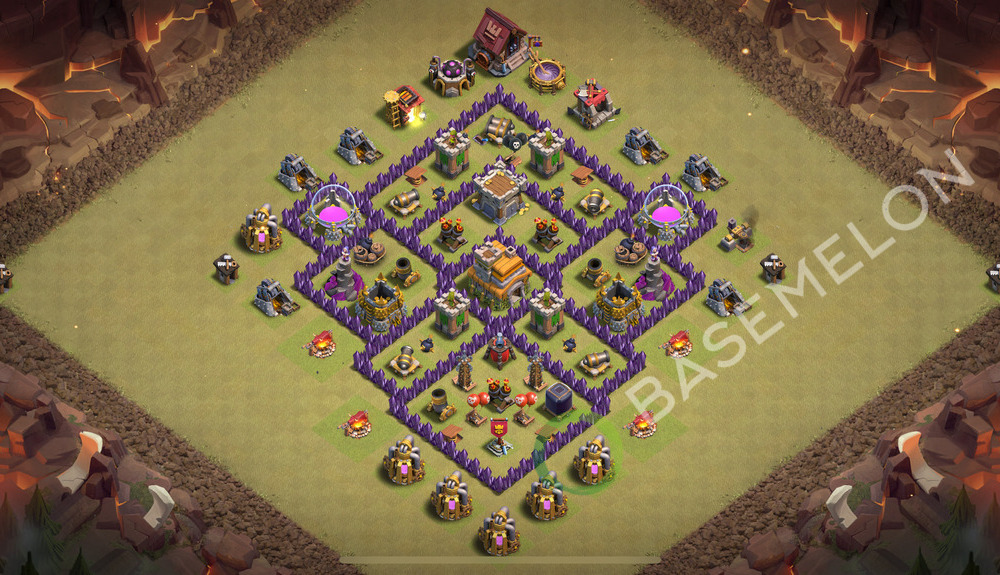 Town Hall Level 7 War Base Design 2026, Anti Air, Hybrid, Layout #2595