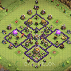 Town Hall Level 7 Trophy/Defense Base Design, Max Levels, Hybrid, Layout #288