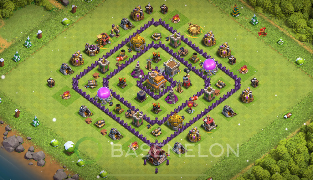 Town Hall Level 7 Trophy/Defense Base Design 2025, Anti Everything, Hybrid, Layout #294