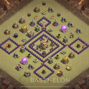 Town Hall Level 7 War Base Design, Max Levels, Anti Everything, Layout #299