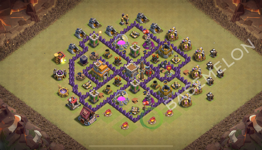 Town Hall Level 7 War Base Design 2026, Anti 2 Stars, Hybrid, Layout #3060