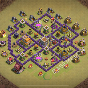 Town Hall Level 7 War Base Design 2026, Anti 2 Stars, Hybrid, Layout #3060