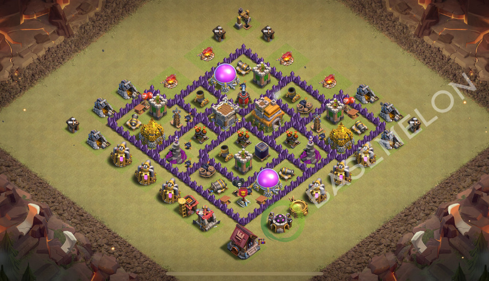 Town Hall Level 7 War Base Design 2026, Anti 2 Stars, Hybrid, Layout #3064