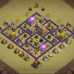 Town Hall Level 7 War Base Design 2026, Anti 2 Stars, Hybrid, Layout #3064