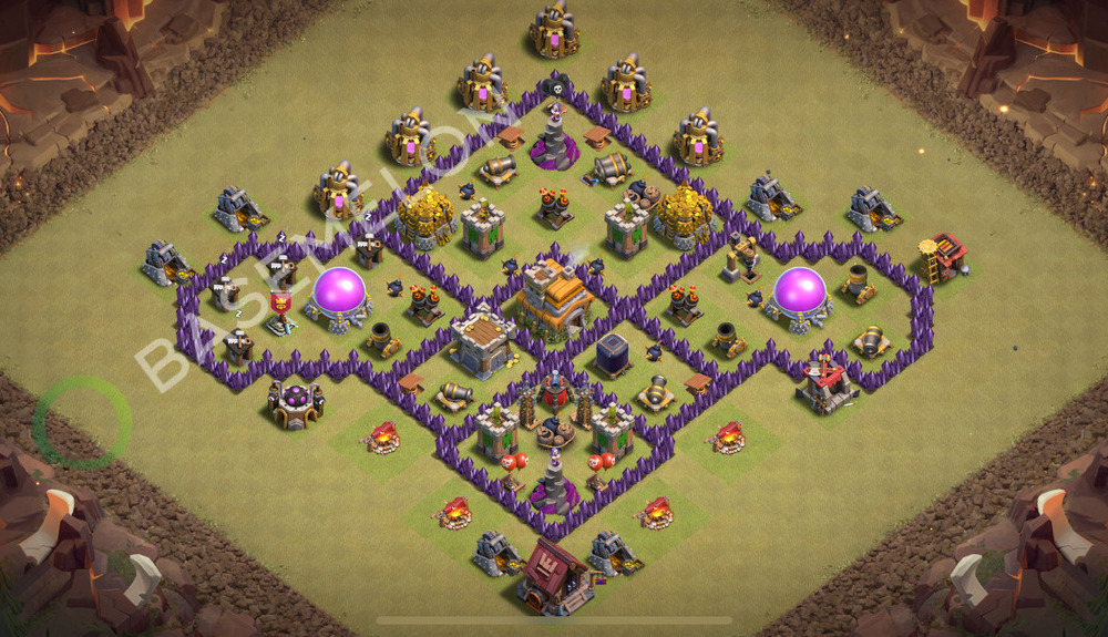 Town Hall Level 7 War Base Design 2026, Max Levels, Hybrid, Layout #3227