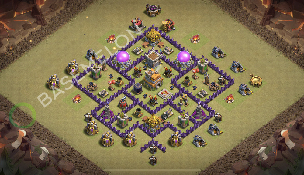 Town Hall Level 7 War Base Design 2026, Max Levels, Hybrid, Layout #3264
