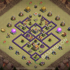 Town Hall Level 7 War Base Design 2026, Anti 3 Stars, Anti Everything, Layout #3287