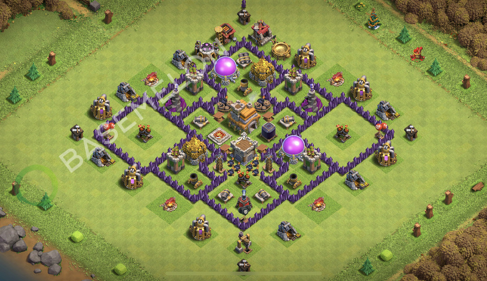 Town Hall Level 7 Trophy/Defense Base Design 2026, Anti Air, Hybrid, Layout #3308