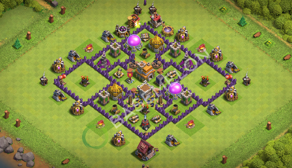 Town Hall Level 7 Trophy/Defense Base Design 2026, Anti Air, Hybrid, Layout #3308