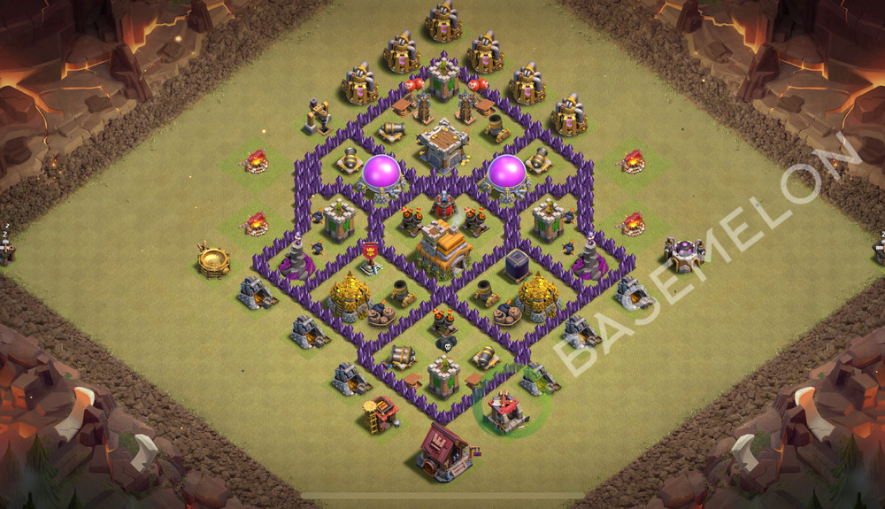 Town Hall Level 7 War Base Design 2026, Anti Everything, Hybrid, Layout #3372