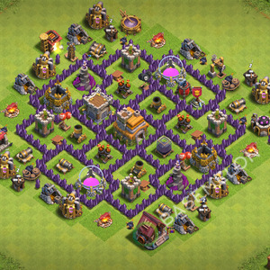 Town Hall Level 7 Trophy/Defense Base Design 2026, Unbeatable, Layout #3548