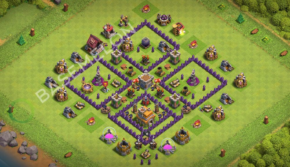 Town Hall Level 7 Trophy/Defense Base Design 2026, Max Levels, Layout #3648