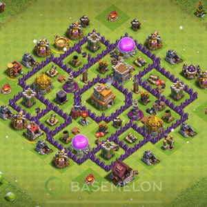 Town Hall Level 7 Trophy/Defense Base Design 2025, Anti 3 Stars, Hybrid, Layout #365