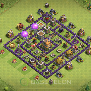 Town Hall Level 7 Trophy/Defense Base Design, Anti 3 Stars, Anti Everything, Layout #370