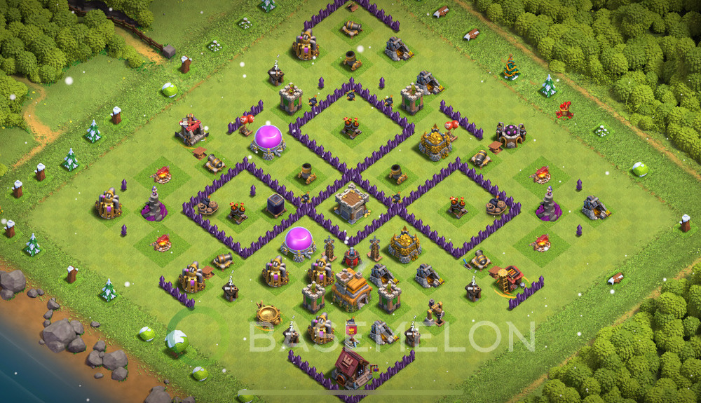 Town Hall Level 7 Trophy/Defense Base Design 2025, Anti 3 Stars, Anti Air, Layout #468