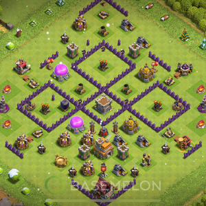 Town Hall Level 7 Trophy/Defense Base Design 2025, Anti 3 Stars, Anti Air, Layout #468