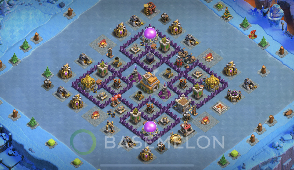 Town Hall Level 7 Trophy/Defense Base Design 2024, Max Levels, Anti Everything, Layout #485