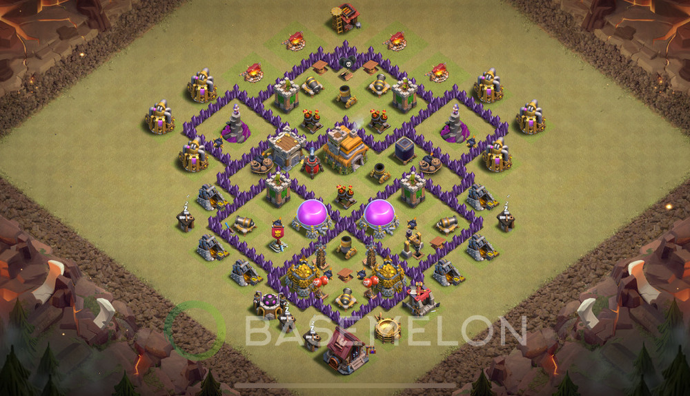 Town Hall Level 7 War Base Design 2025, Anti 2 Stars, Anti Air, Layout #519