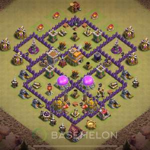 Town Hall Level 7 War Base Design 2025, Anti 2 Stars, Anti Air, Layout #519