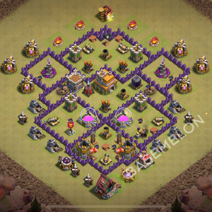 Town Hall Level 7 War Base Design 2025, Anti 2 Stars, Anti Air, Layout #519