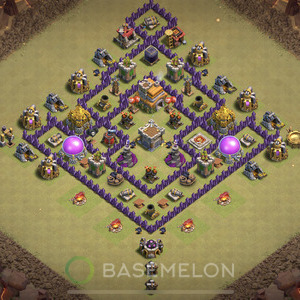 Town Hall Level 7 War Base Design, Max Levels, Anti Air, Layout #540