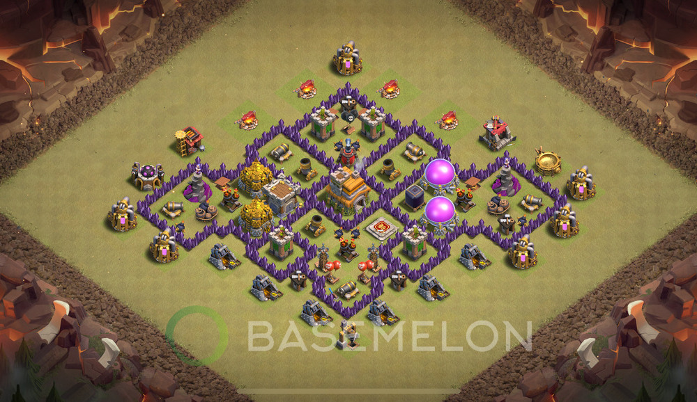 Town Hall Level 7 War Base Design 2024, Anti Air, Hybrid, Layout #628