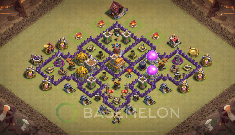 Town Hall Level 7 War Base Design 2025, Anti Air, Hybrid, Layout #628