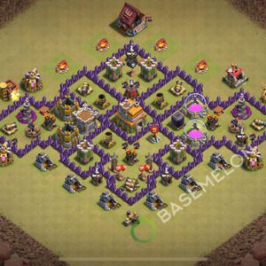 Town Hall Level 7 War Base Design 2025, Anti Air, Hybrid, Layout #628