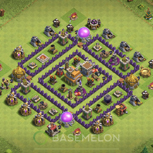 Town Hall Level 7 Trophy/Defense Base Design, Max Levels, Anti 2 Stars, Layout #67