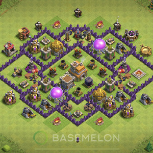 Town Hall Level 7 Trophy/Defense Base Design, Anti 3 Stars, Hybrid, Layout #68