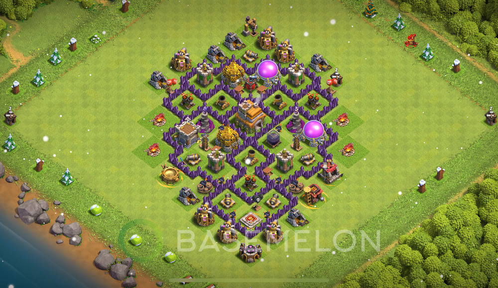 Town Hall Level 7 Trophy/Defense Base Design 2024, Anti 3 Stars, Hybrid, Layout #749