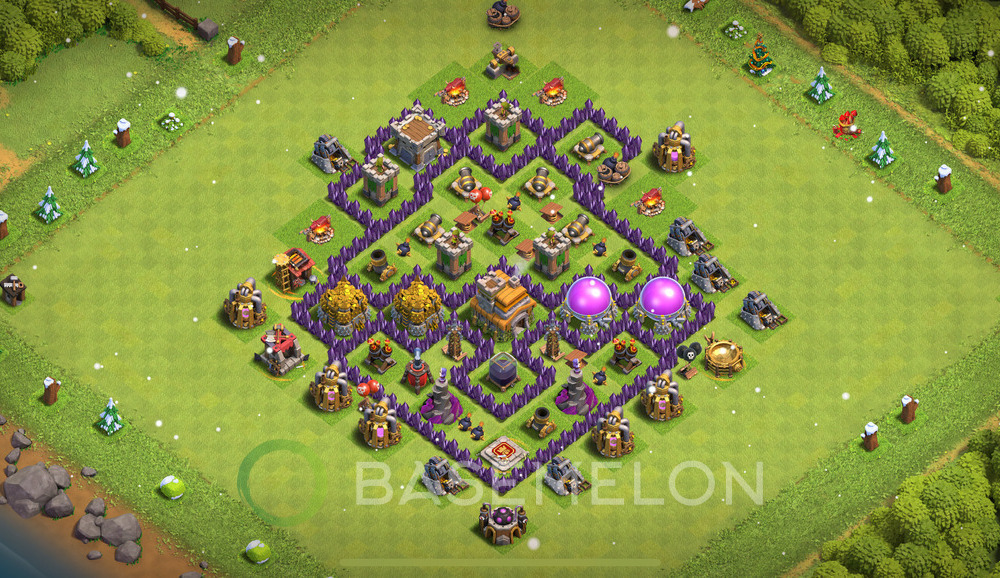 Town Hall Level 7 Farm Base Design 2024, Anti 3 Stars, Hybrid, Layout #805