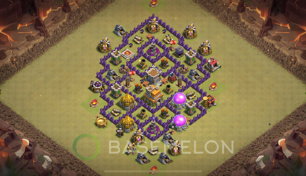 Town Hall Level 7 War Base Design 2024, Anti 3 Stars, Hybrid, Layout #81