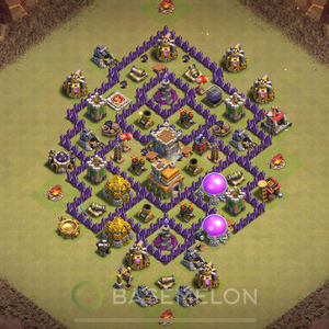 Town Hall Level 7 War Base Design, Anti 3 Stars, Hybrid, Layout #81