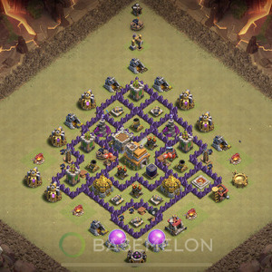 Town Hall Level 7 War Base Design, Max Levels, Anti Everything, Layout #836