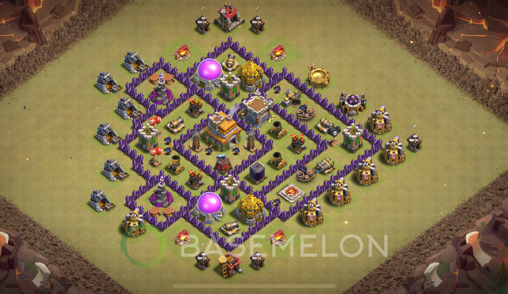 Town Hall Level 7 War Base Design 2024, Anti 2 Stars, Hybrid, Layout #856