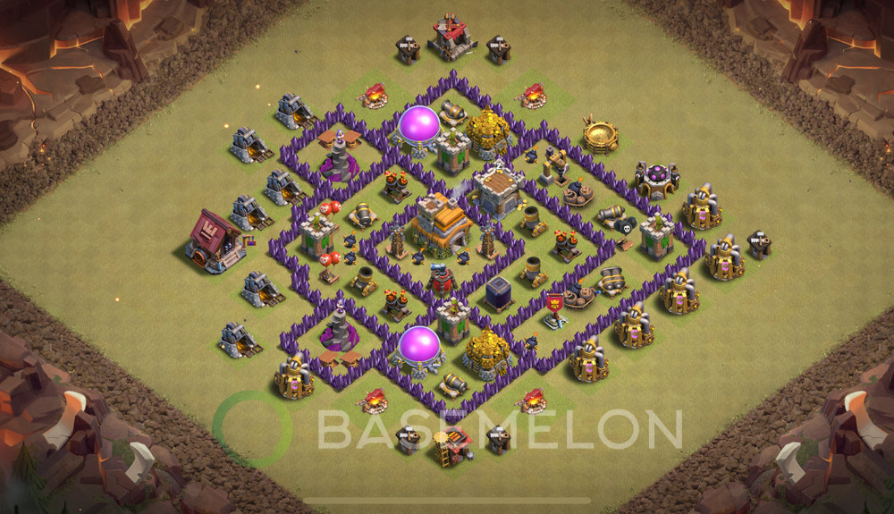 Town Hall Level 7 War Base Design 2025, Anti 2 Stars, Hybrid, Layout #856