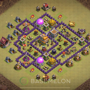 Town Hall Level 7 War Base Design 2025, Anti 2 Stars, Hybrid, Layout #856