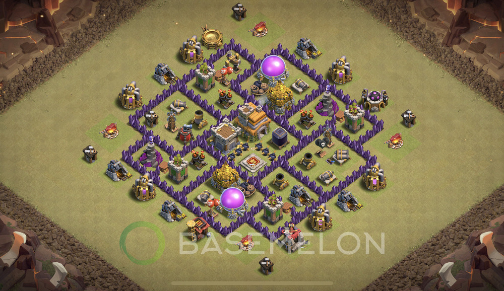 Town Hall Level 7 War Base Design 2024, Anti 2 Stars, Hybrid, Layout #873