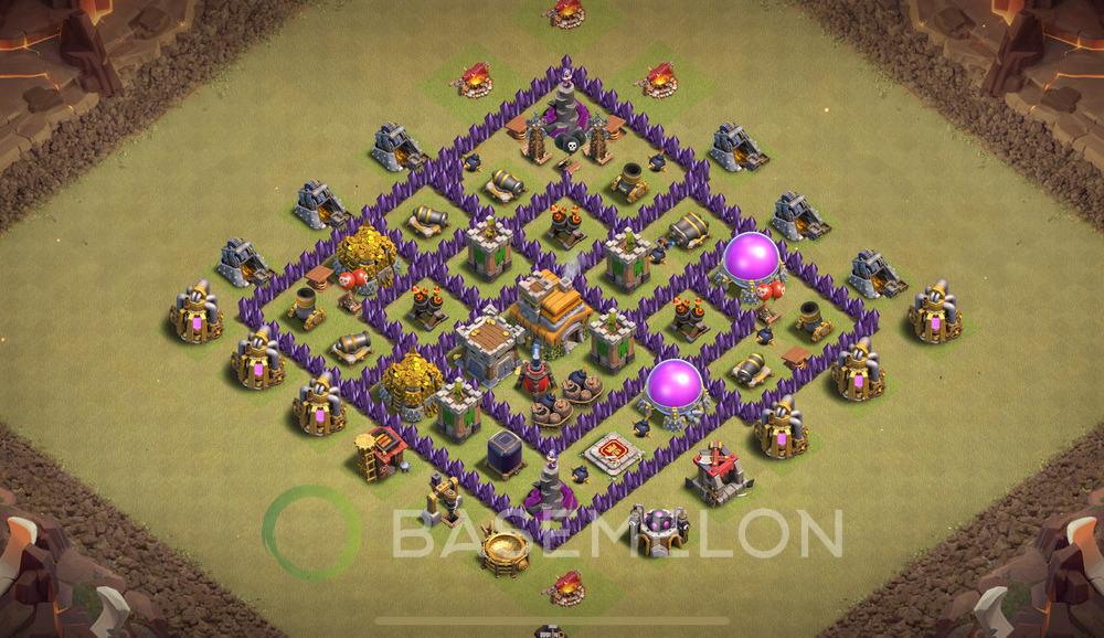 Town Hall Level 7 War Base Design 2024, Anti Air, Hybrid, Layout #912