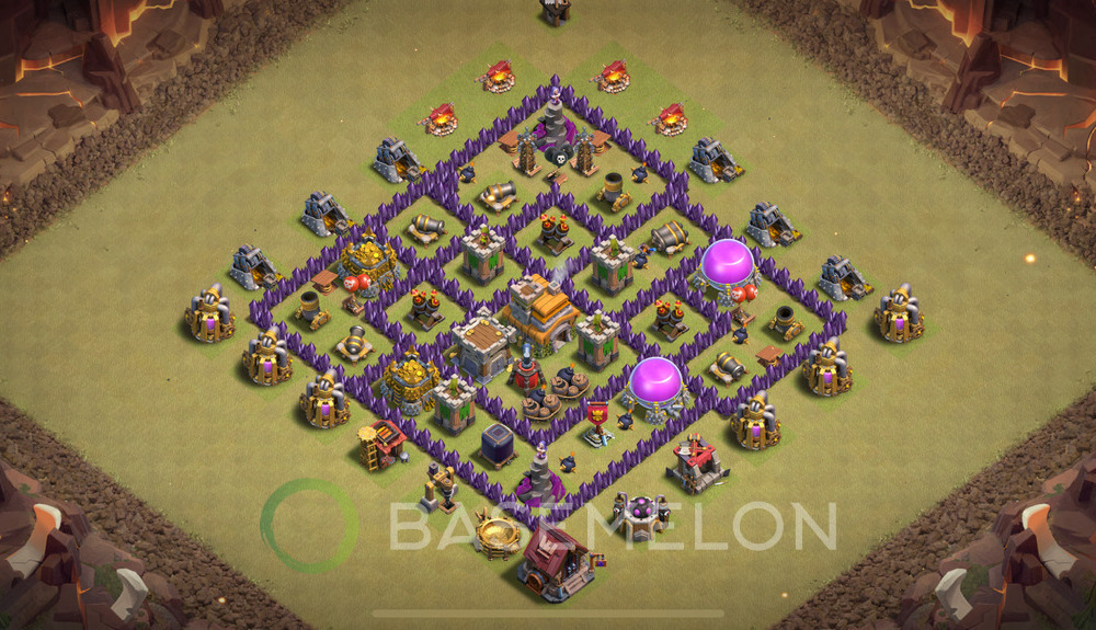 Town Hall Level 7 War Base Design 2025, Anti Air, Hybrid, Layout #912