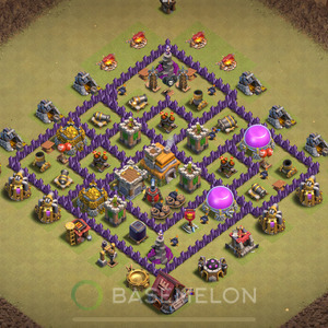 Town Hall Level 7 War Base Design 2025, Anti Air, Hybrid, Layout #912