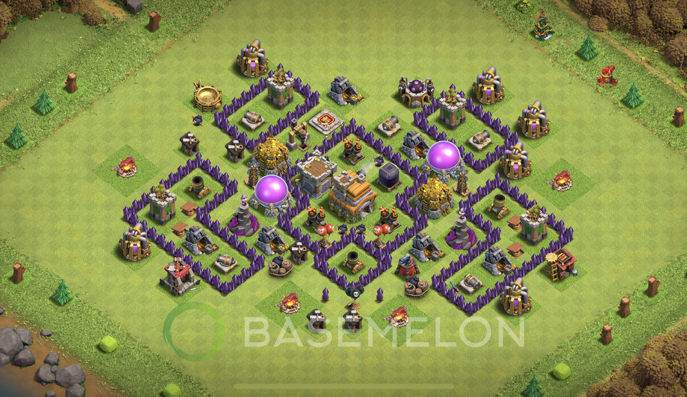 Town Hall Level 7 Trophy/Defense Base Design 2024, Anti Air, Hybrid, Layout #921