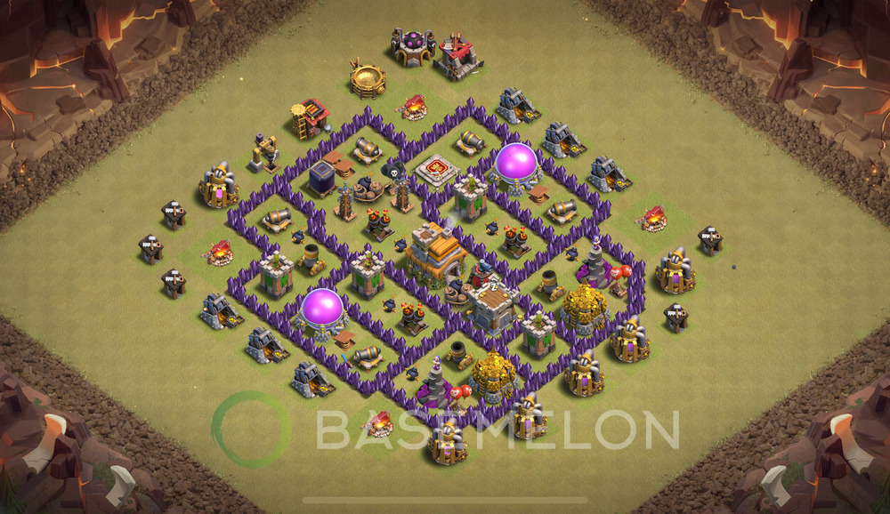 Town Hall Level 7 War Base Design 2024, Max Levels, Hybrid, Layout #932