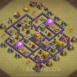 Town Hall Level 7 War Base Design 2025, Max Levels, Hybrid, Layout #932