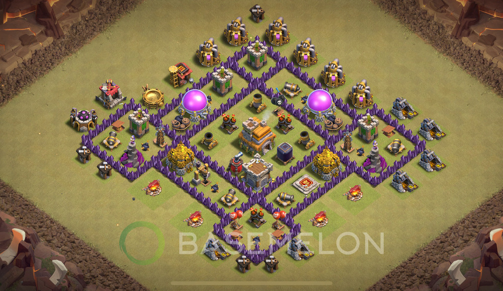 Town Hall Level 7 War Base Design 2024, Anti Everything, Hybrid, Layout #936