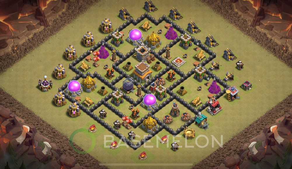 Town Hall Level 8 War Base Design 2024, Anti 2 Stars, Hybrid, Layout #1007