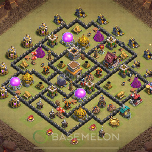 Town Hall Level 8 War Base Design 2025, Anti 2 Stars, Hybrid, Layout #1007