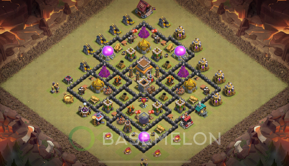 Town Hall Level 8 War Base Design 2025, Anti 2 Stars, Hybrid, Layout #1009